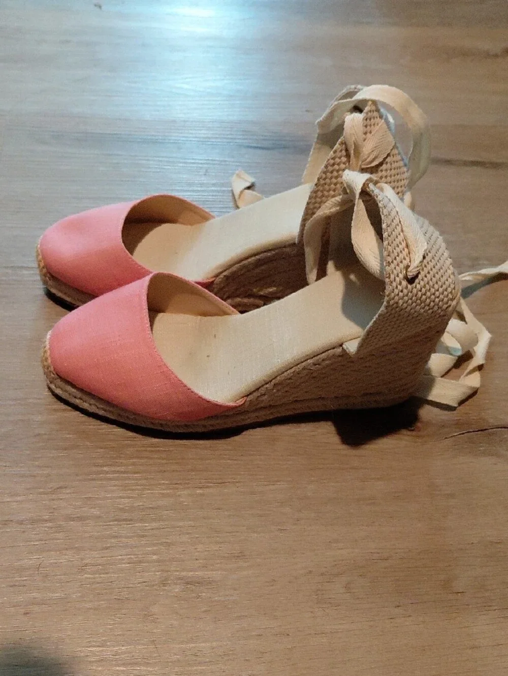 Women's Pink Espadrille Wedge Sandals